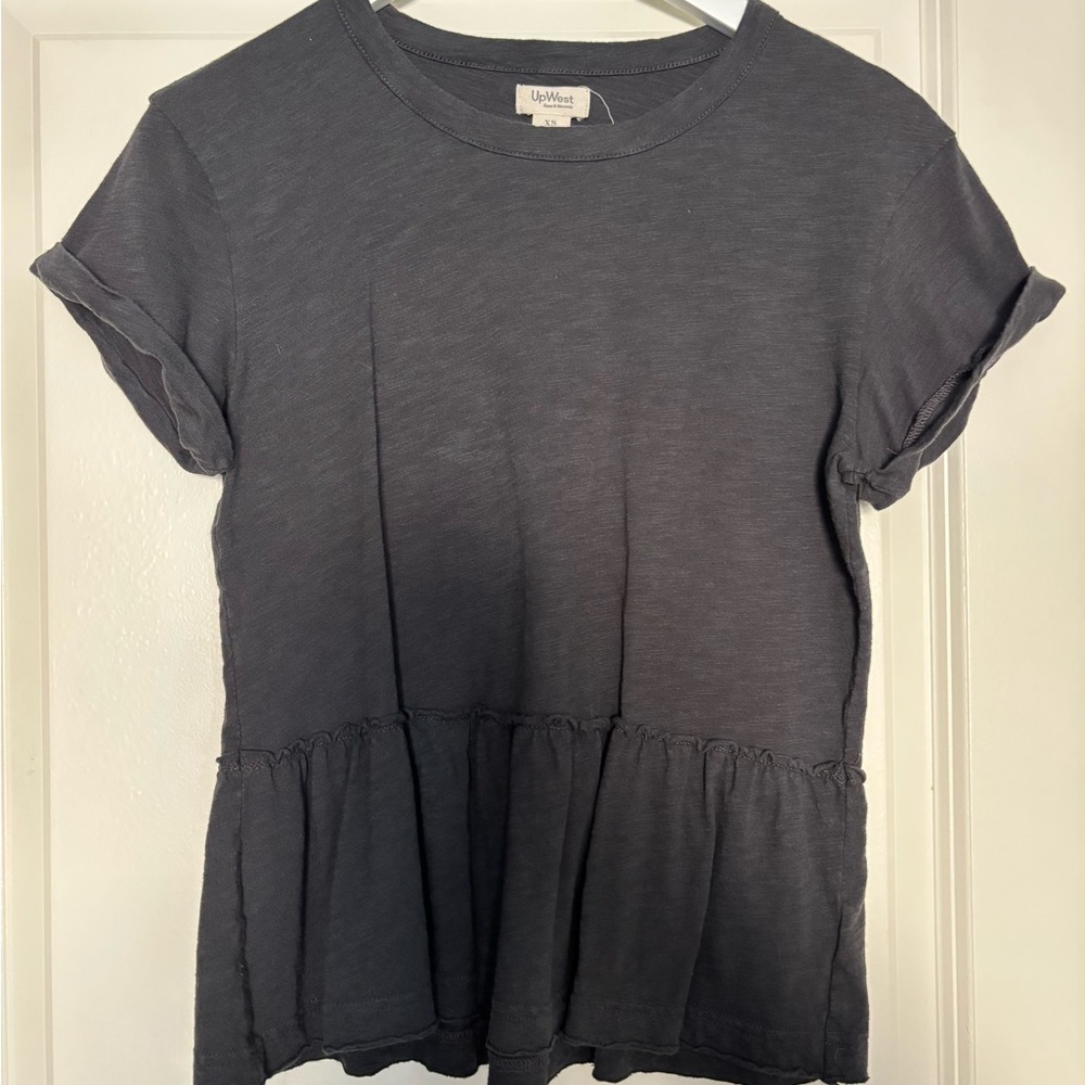 Gray Women Peplum Shirt